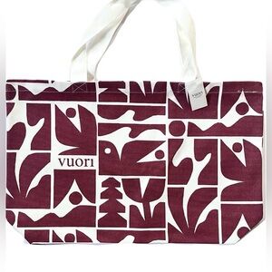 Vuori 2025 Holiday Canvas - Artistic Red and White Tote Bag